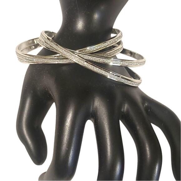 Silver Rhinestone Bangle Fashion Bracelets ~ NEW - Picture 1 of 4